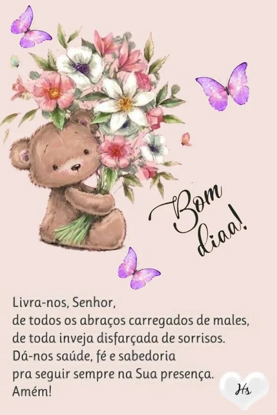 Bom dia com flores e borboletas