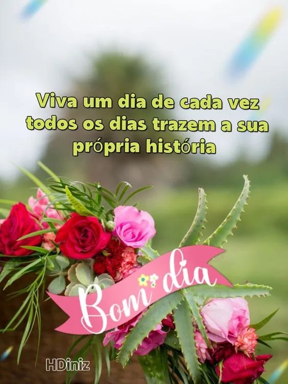 Bom dia com flores rosas e vermelhas